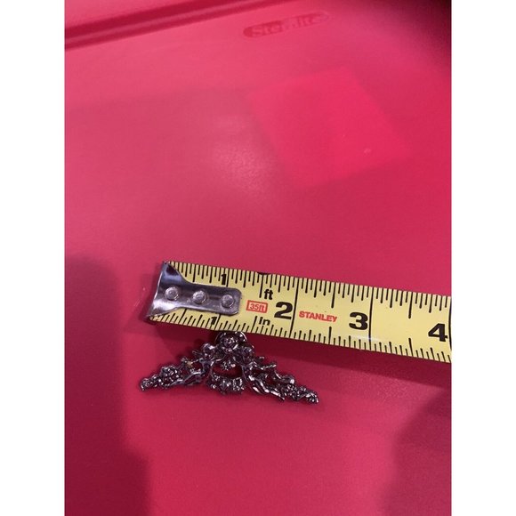 VTG Silver Tone Cherub Victorian Rose Swag Brooch Push Pin Clasp Detailed Ornate - Picture 5 of 9